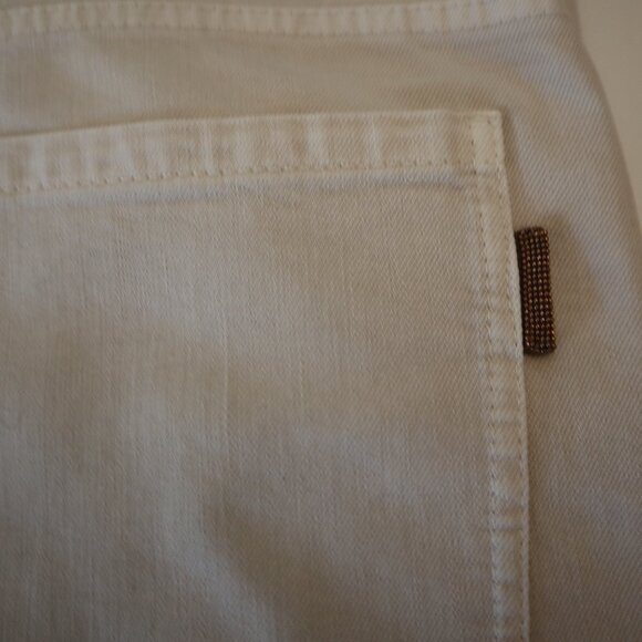 Brunello Cucinelli Monili Jeans Natural Denim Barrel Cuff Kick Flare Size 8 - Picture 11 of 11